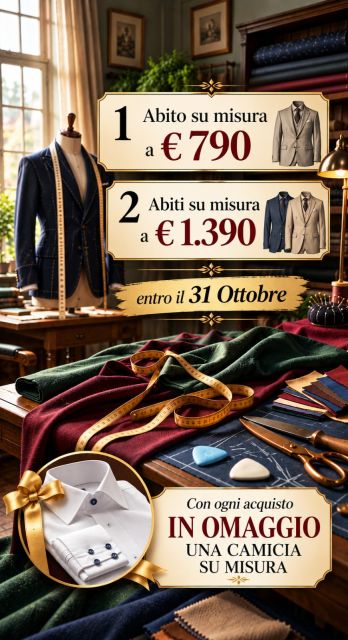 Promo abito sartoriale valida fino al 31 Ottobre + camicia omaggio - Urbano della Scala Roma